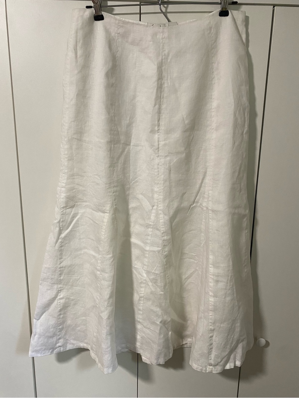 100% Linen White A-Line Maxi Skirt - Size 10